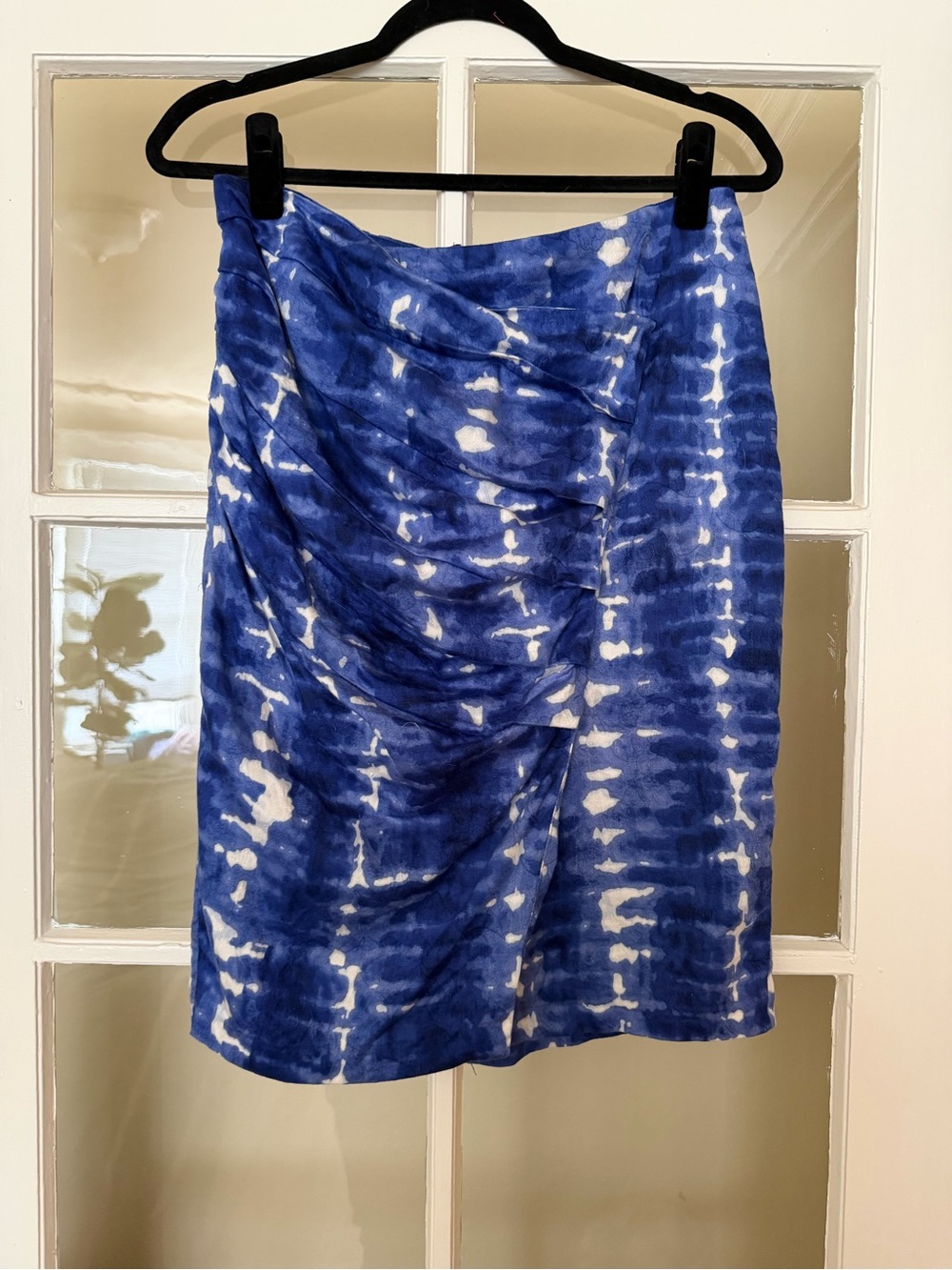 Anthropologie Blue and White Tie-Dye Pencil Skirt